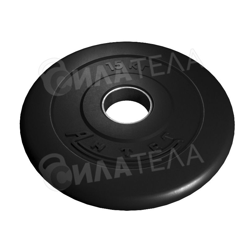 Диск Антат 15 кг Ø 31 мм черный, обрезиненный